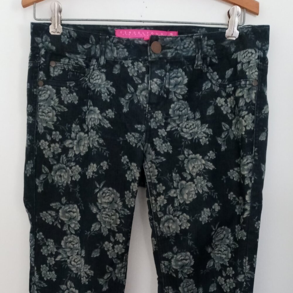 Blue Flower Print Jeans
